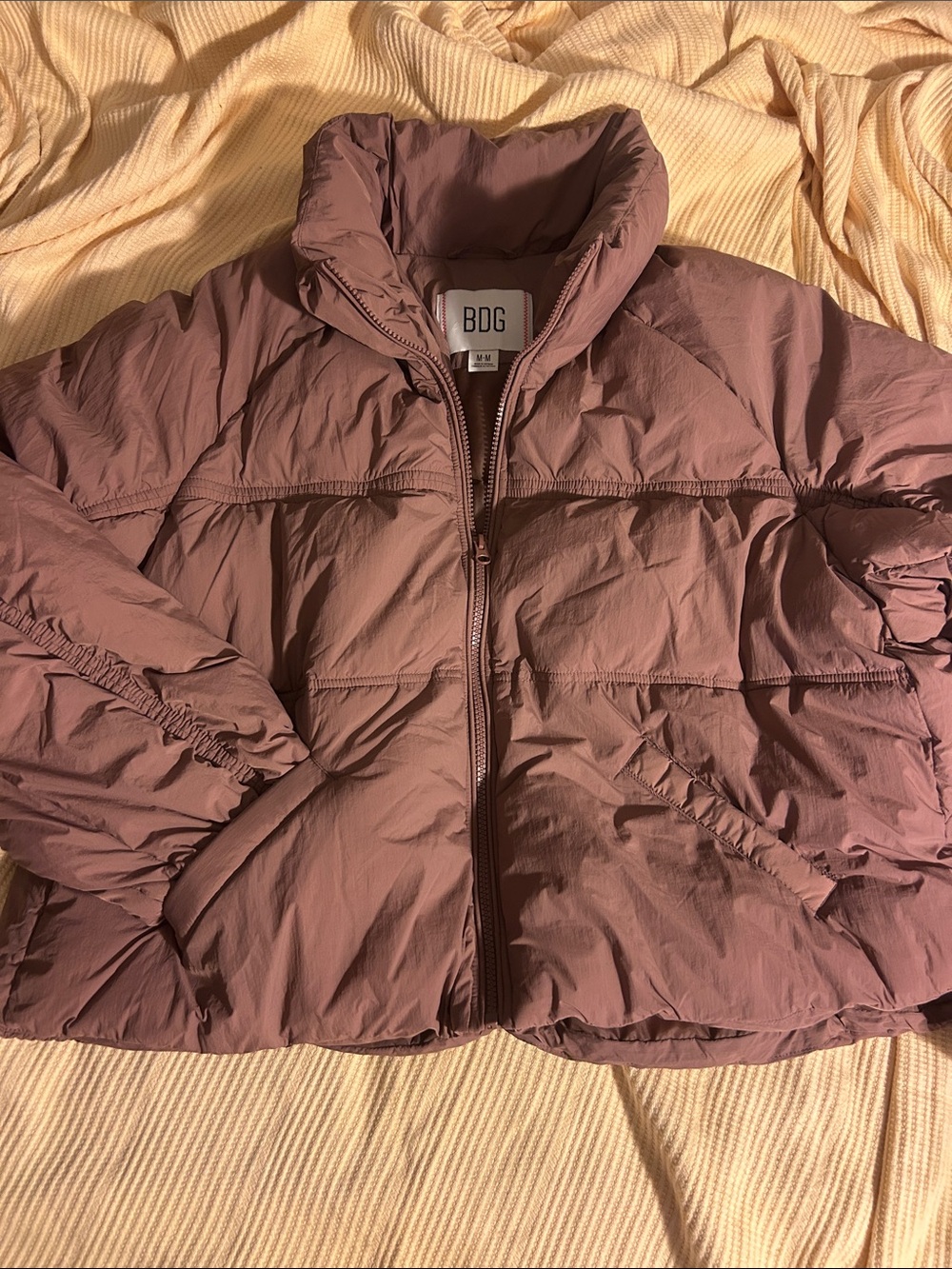 BDG Dusty Mauve Puffer Jacket - Women's Quilted Zip-Up